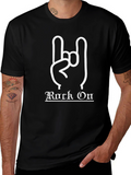 Rock On Black T-Shirt with Hand Gesture