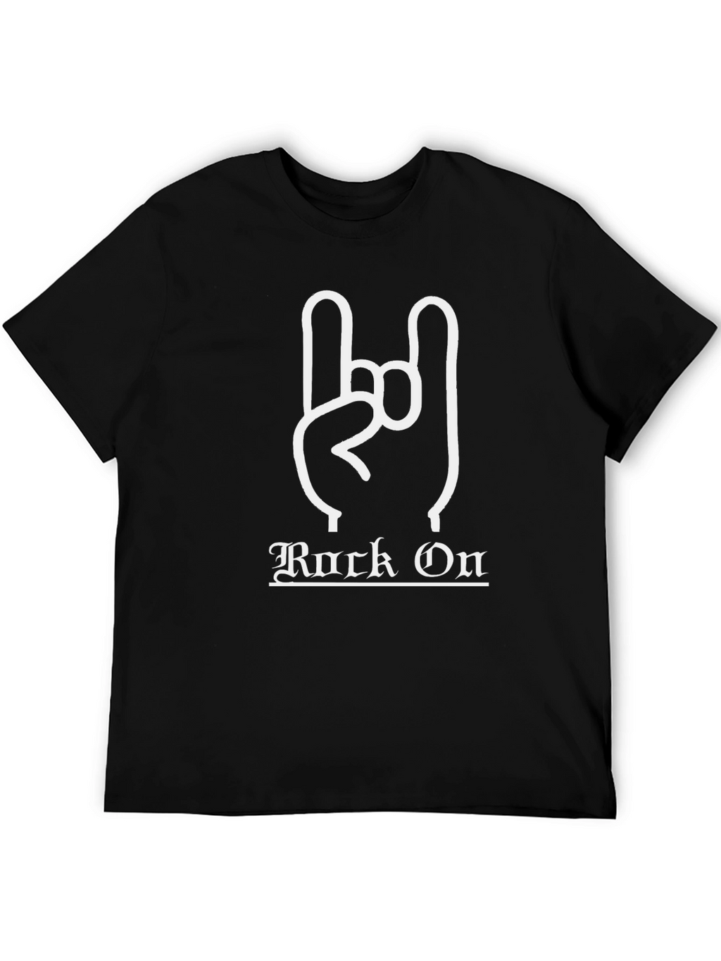 Rock On Black T-Shirt with Hand Gesture