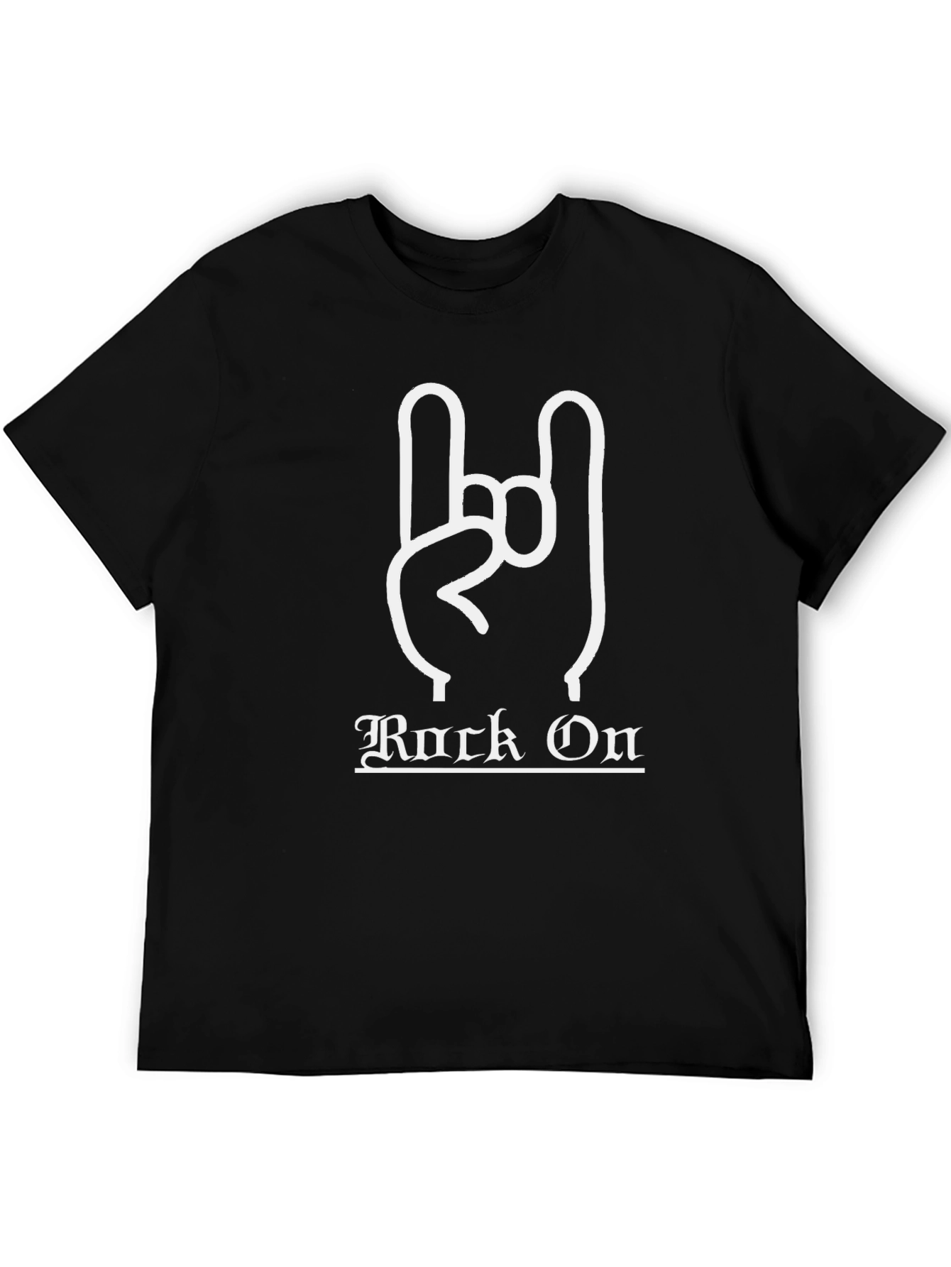 Rock On Black T-Shirt with Hand Gesture