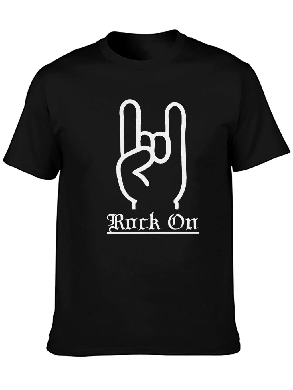 Rock On Black T-Shirt with Hand Gesture
