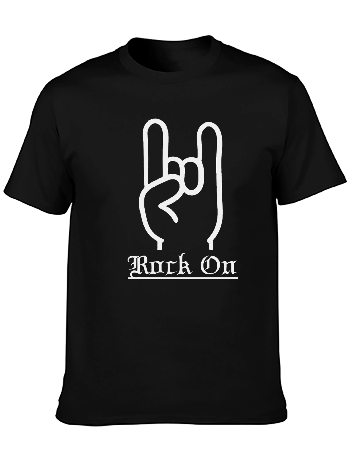 Rock On Black T-Shirt with Hand Gesture