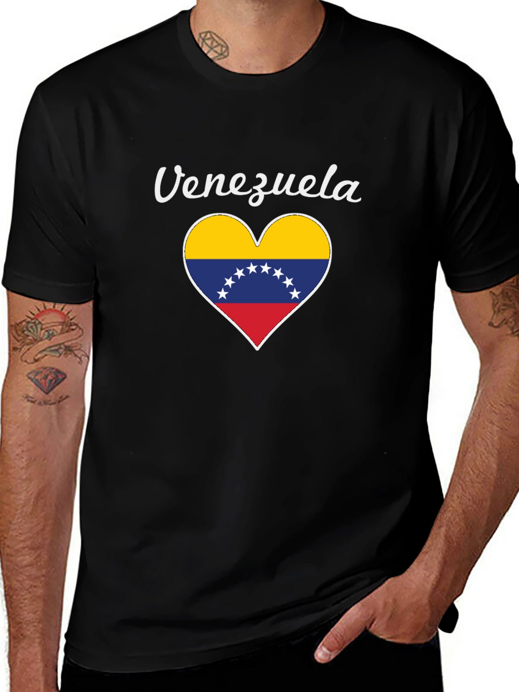 Venezuela Heart Flag Graphic Tee - Black