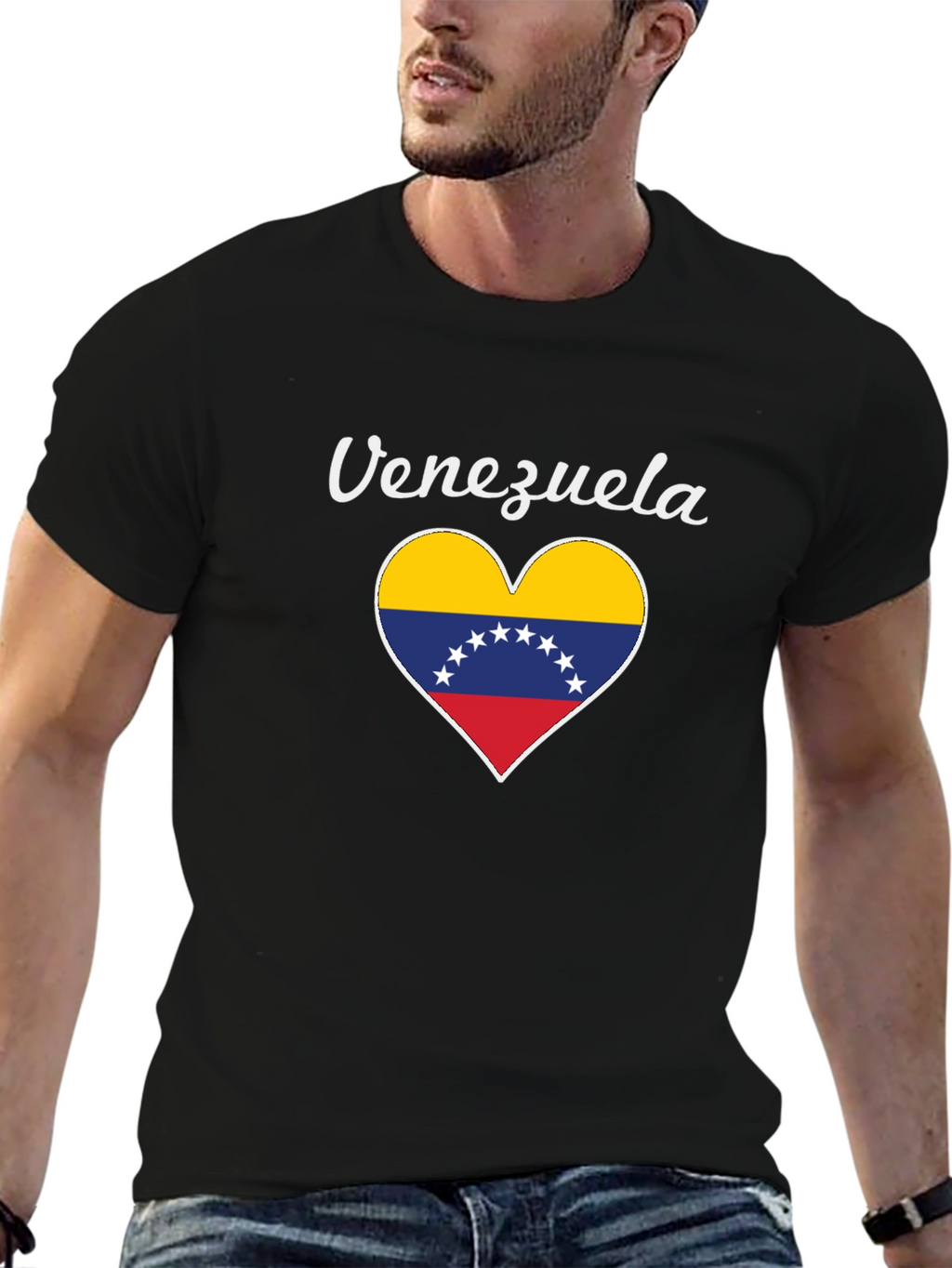 Venezuela Heart Flag Graphic Tee - Black