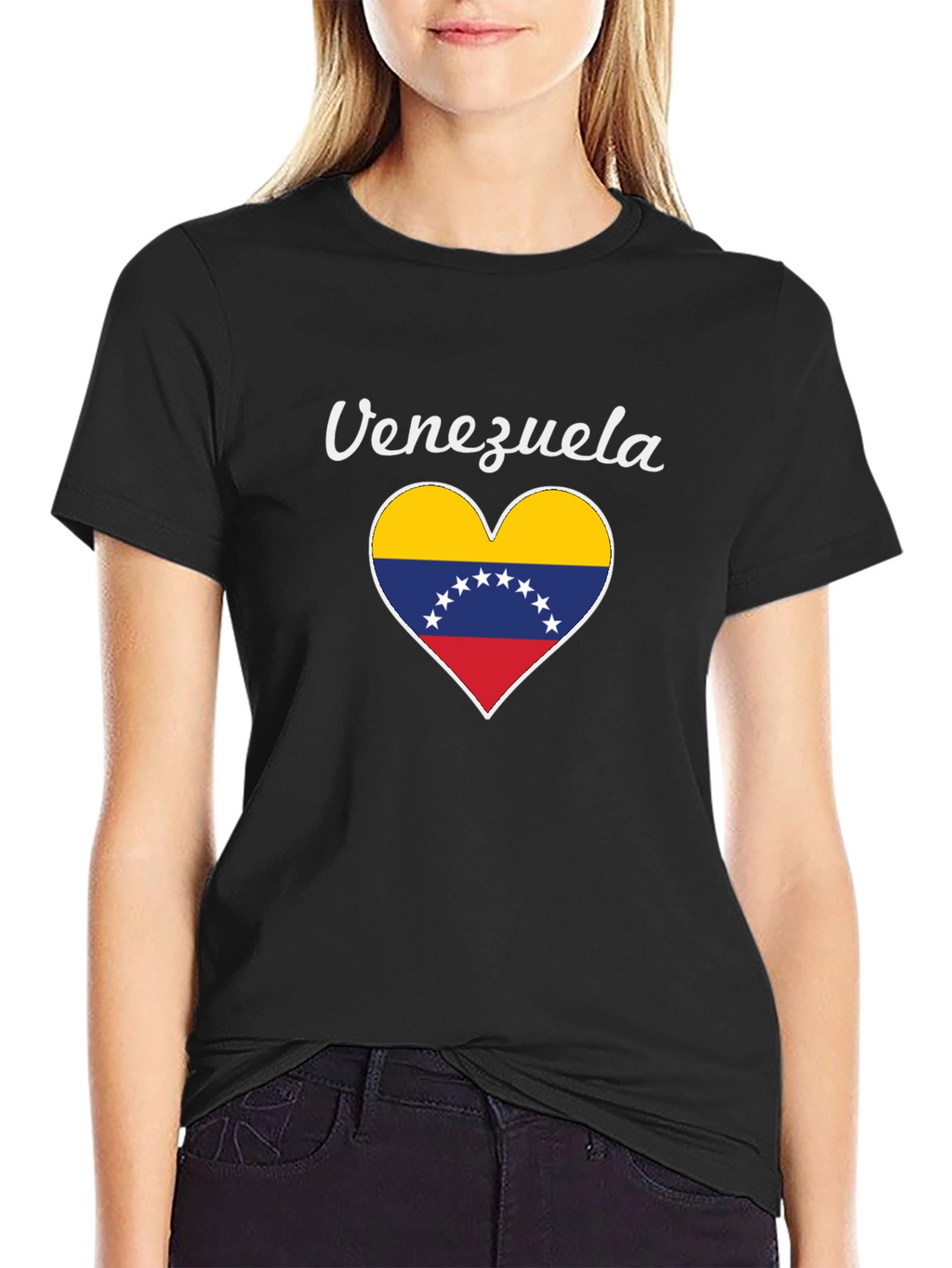 Venezuela Heart Flag Graphic Tee - Black