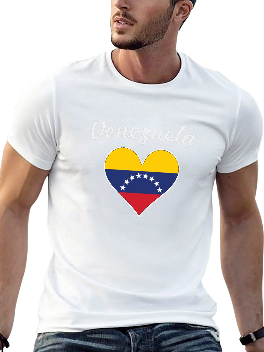 Venezuela Heart Flag Graphic Tee - Black