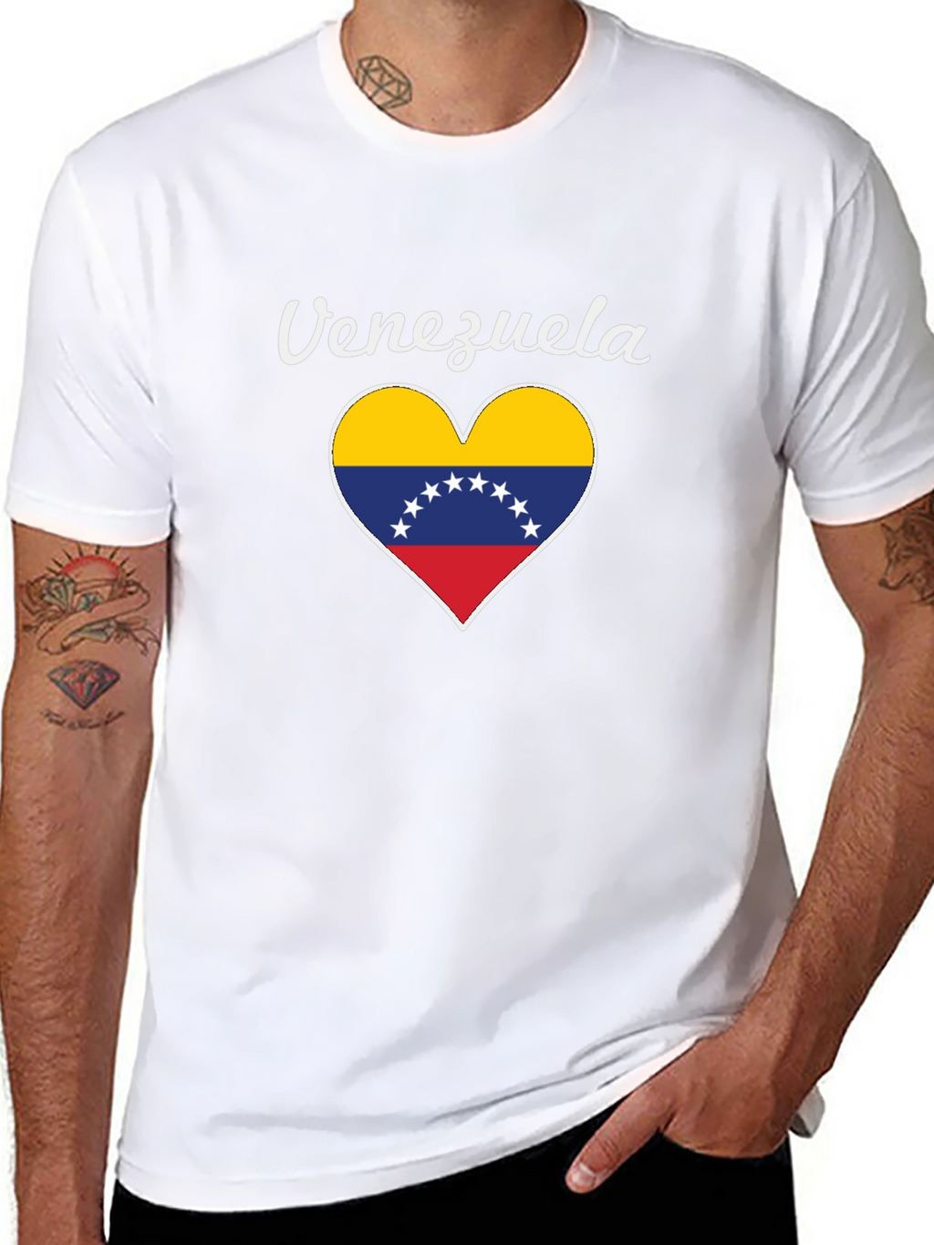 Venezuela Heart Flag Graphic Tee - Black