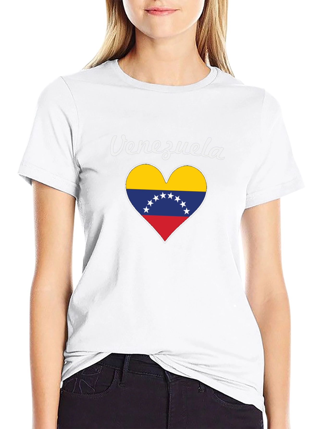 Venezuela Heart Flag Graphic Tee - Black