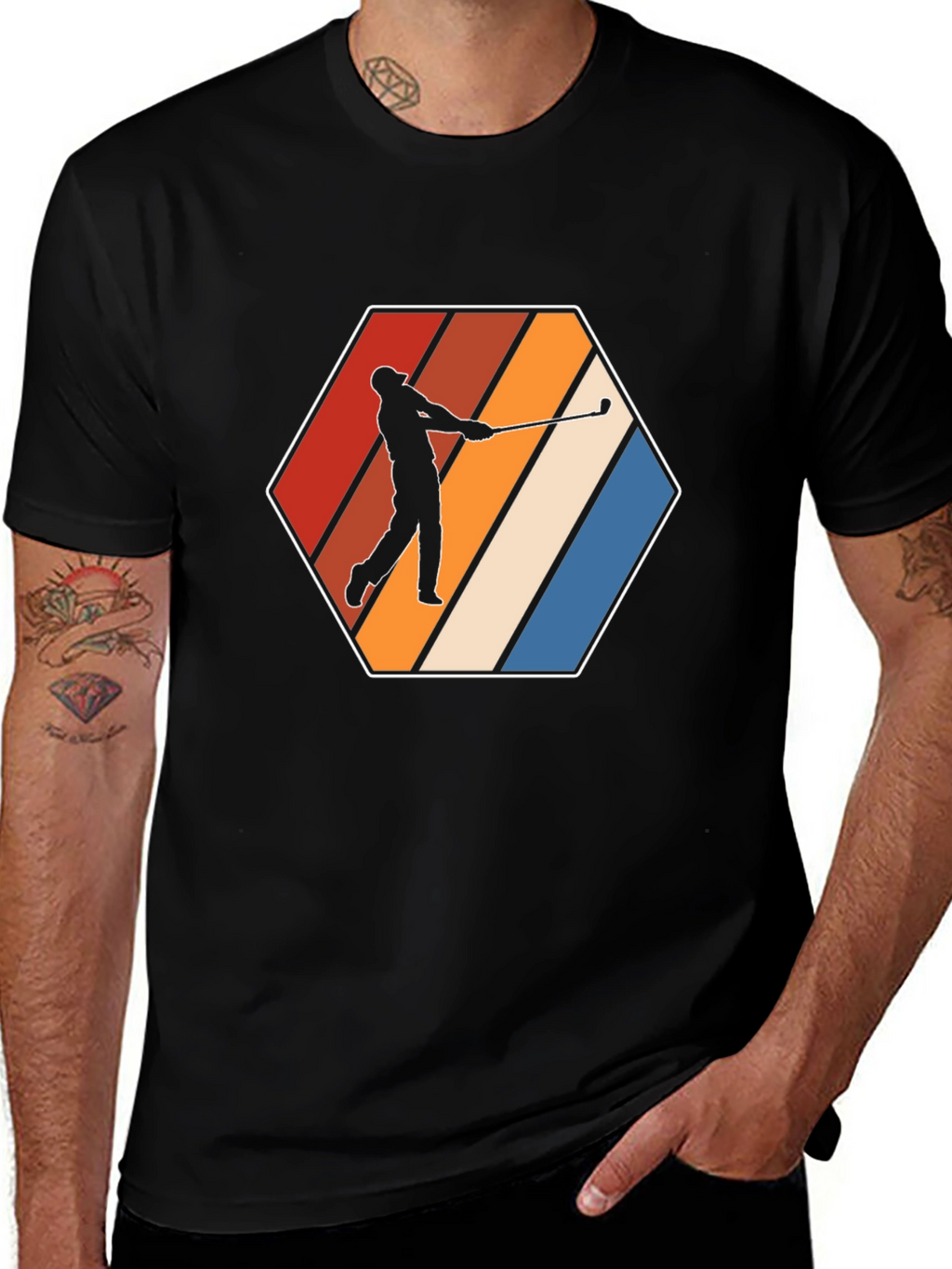 Retro Golfer Tee - Hexagon Design - Classic Style
