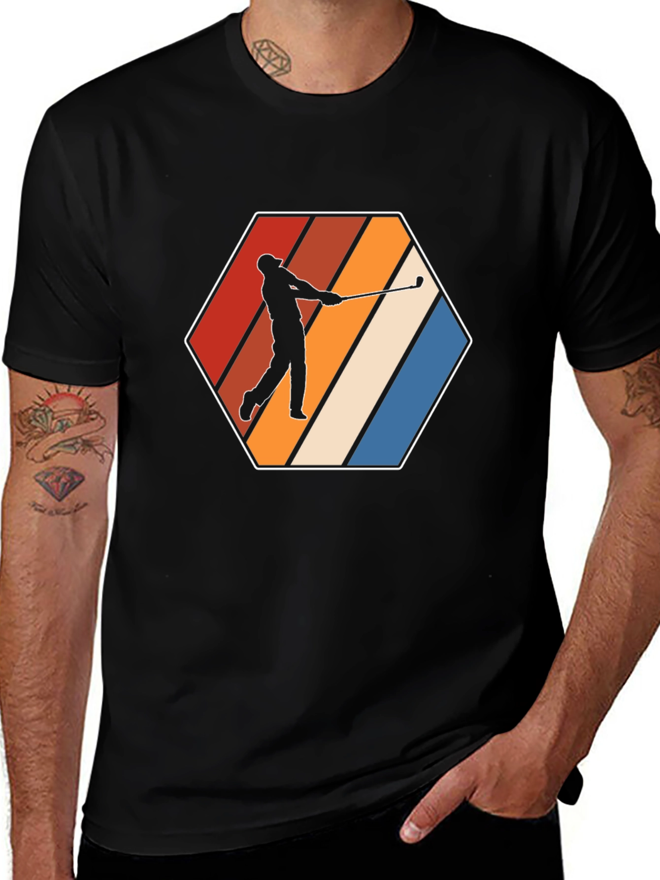 Retro Golfer Tee - Hexagon Design - Classic Style