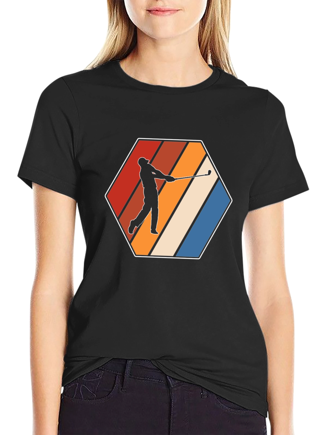 Retro Golfer Tee - Hexagon Design - Classic Style