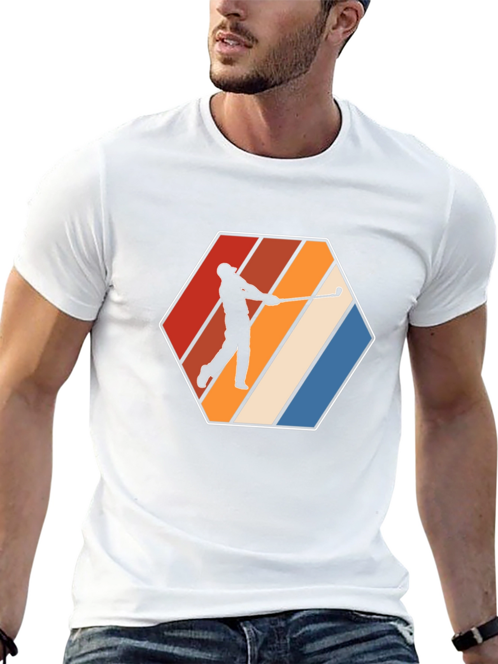 Retro Golfer Tee - Hexagon Design - Classic Style