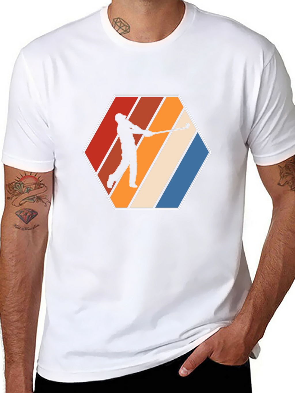 Retro Golfer Tee - Hexagon Design - Classic Style