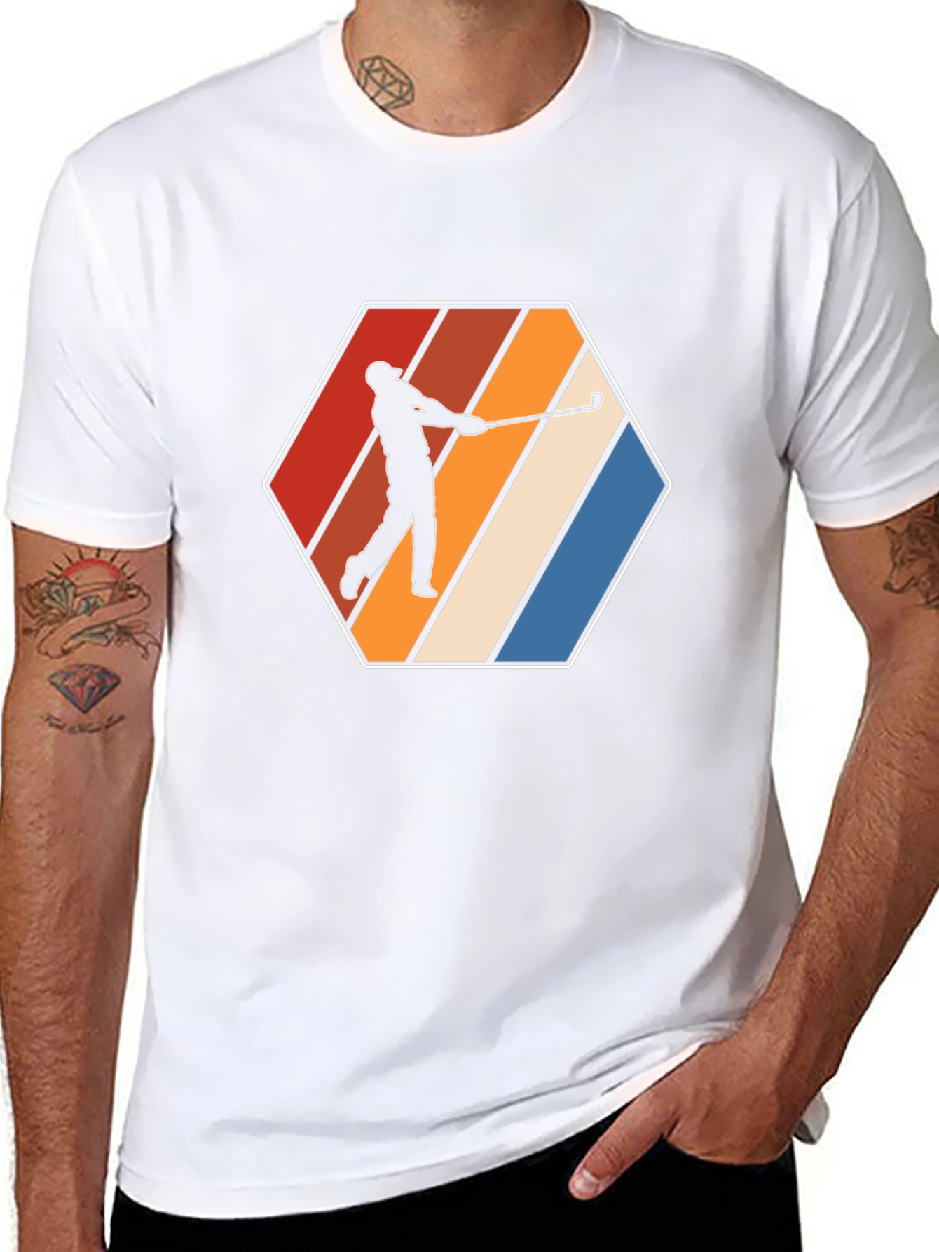 Retro Golfer Tee - Hexagon Design - Classic Style