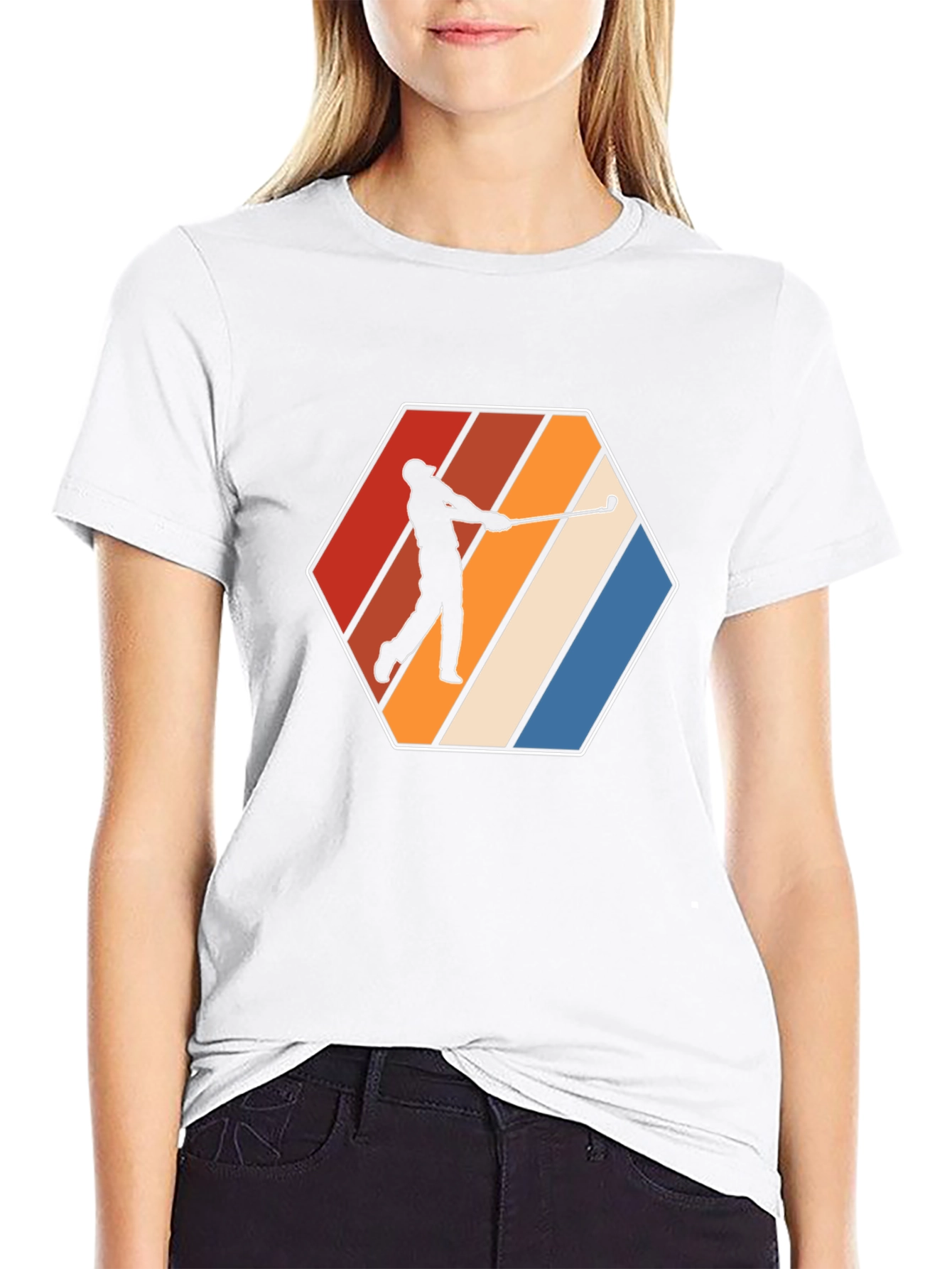 Retro Golfer Tee - Hexagon Design - Classic Style