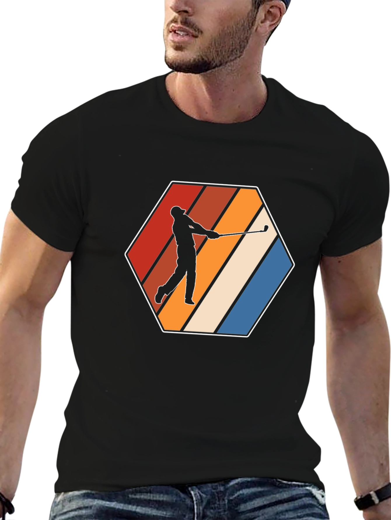 Retro Golfer Tee - Hexagon Design - Classic Style