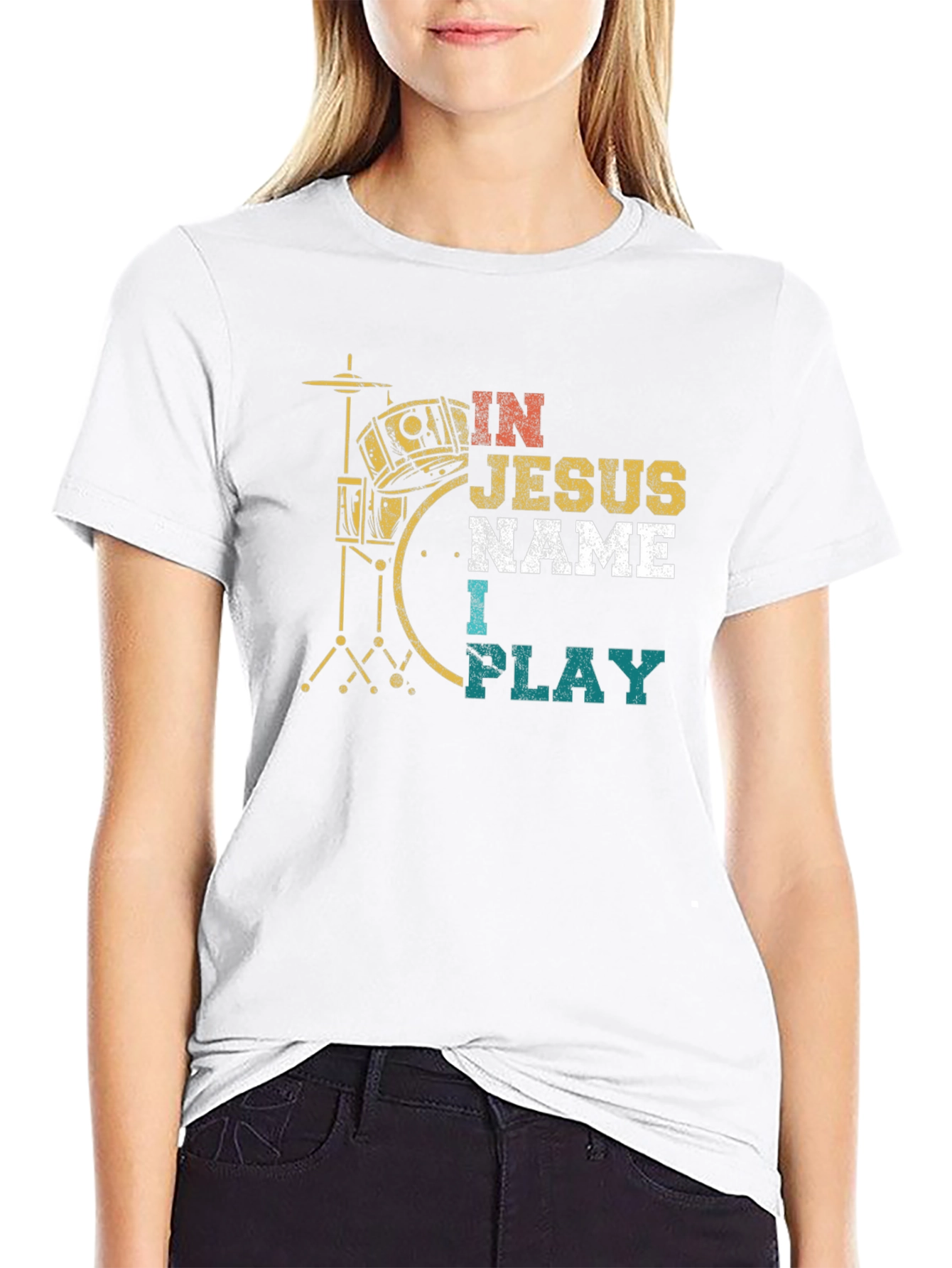 In Jesus Name I Play Drummer T-Shirt
