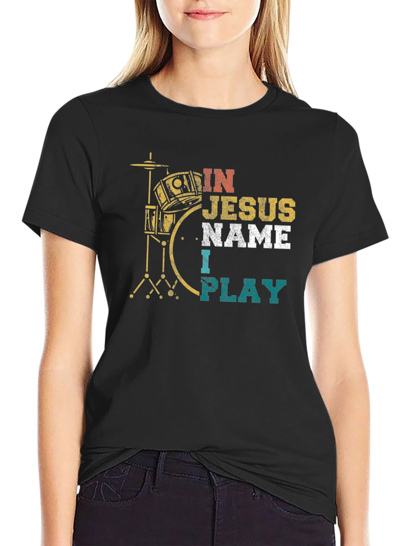 In Jesus Name I Play Drummer T-Shirt