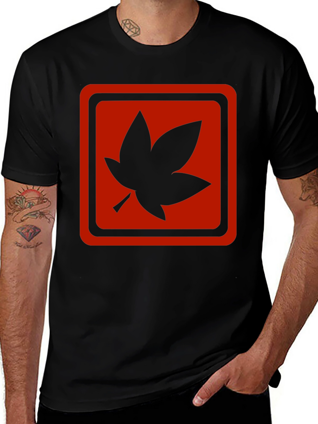 Maple Leaf Graphic T-Shirt - Black