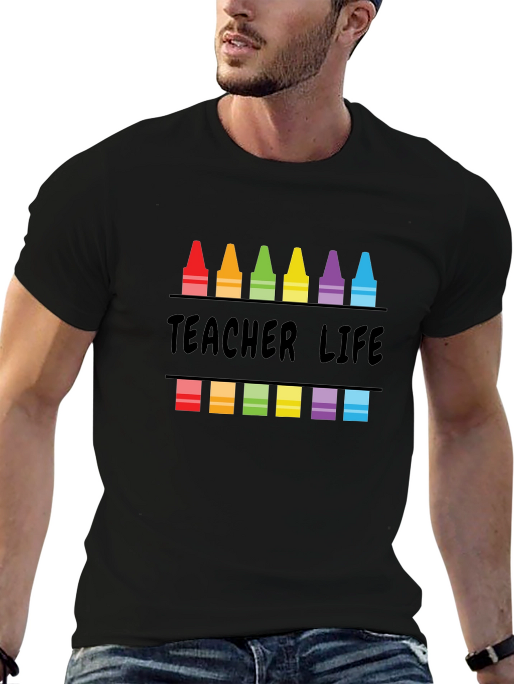Teacher Life Crayon Graphic T-Shirt