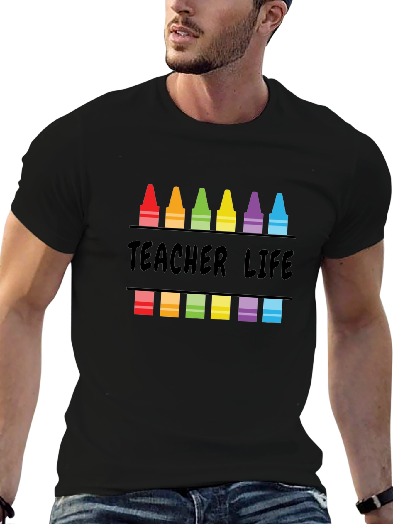 Teacher Life Crayon Graphic T-Shirt
