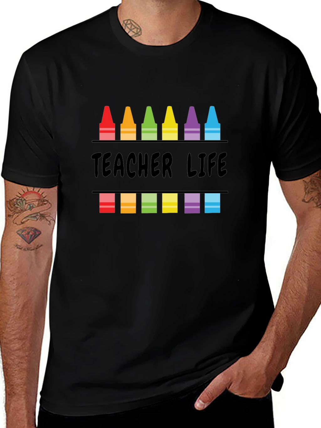 Teacher Life Crayon Graphic T-Shirt