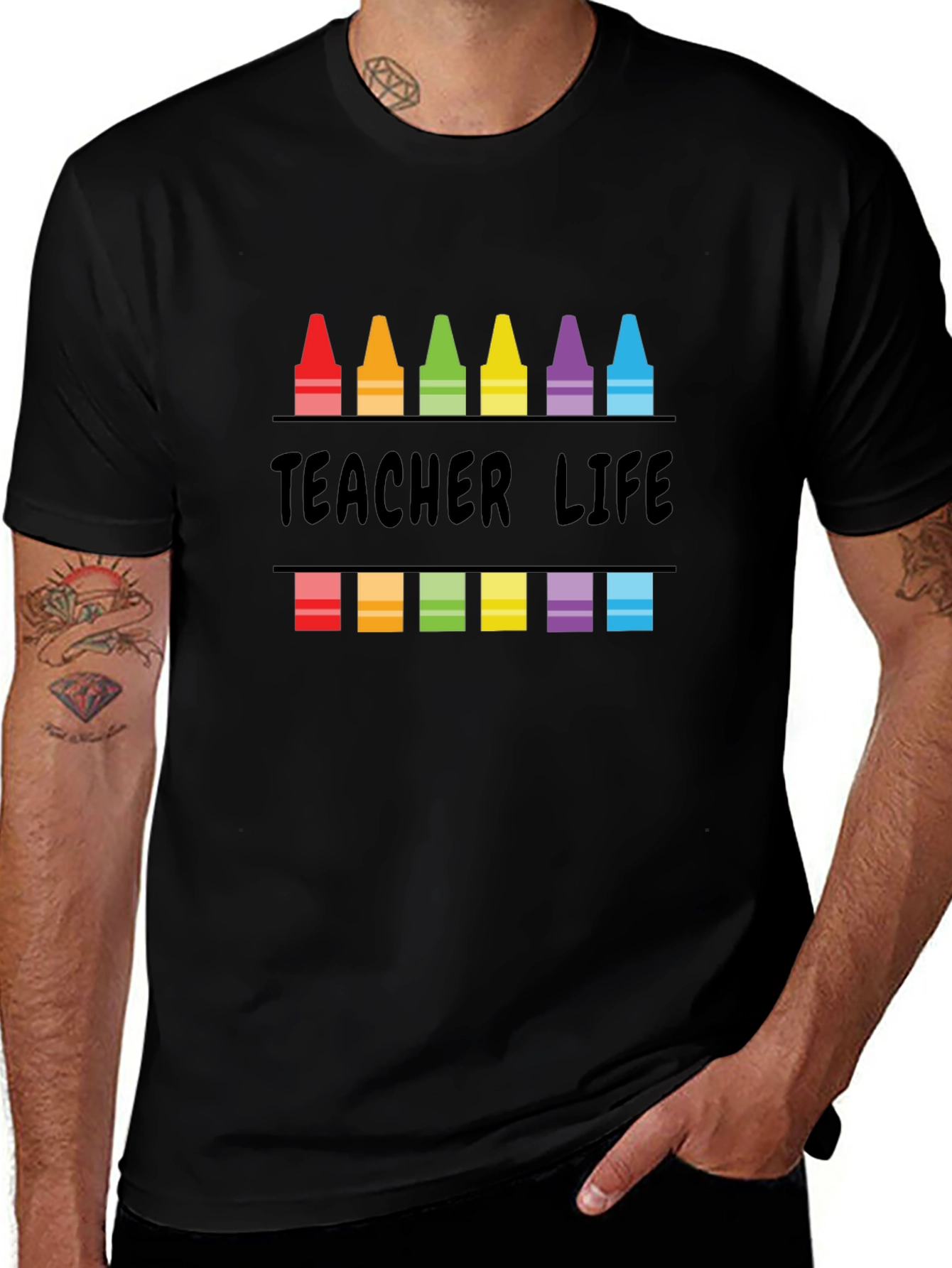 Teacher Life Crayon Graphic T-Shirt