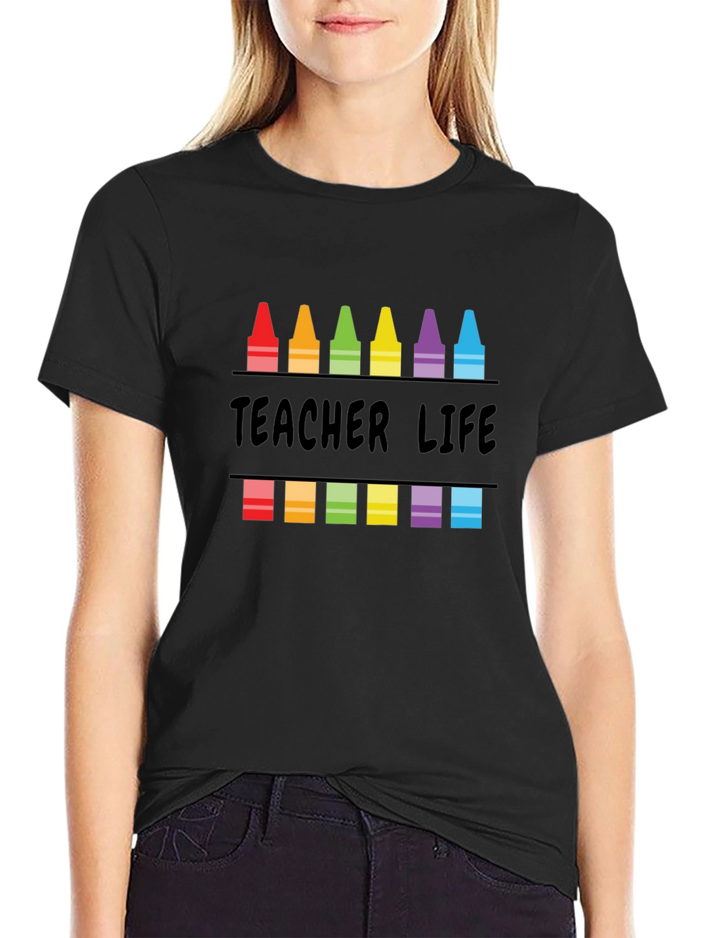 Teacher Life Crayon Graphic T-Shirt
