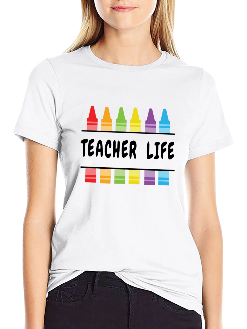 Teacher Life Crayon Graphic T-Shirt