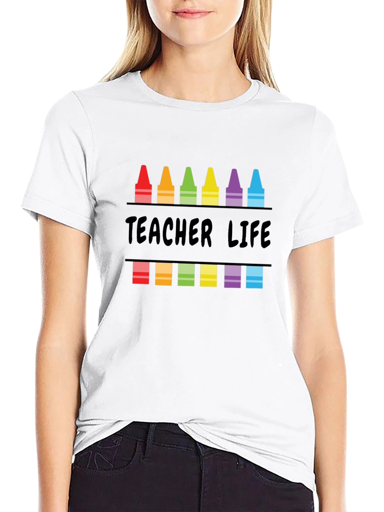 Teacher Life Crayon Graphic T-Shirt
