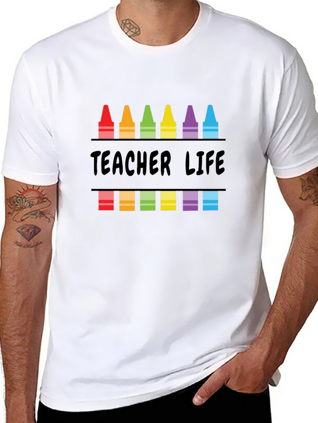 Teacher Life Crayon Graphic T-Shirt