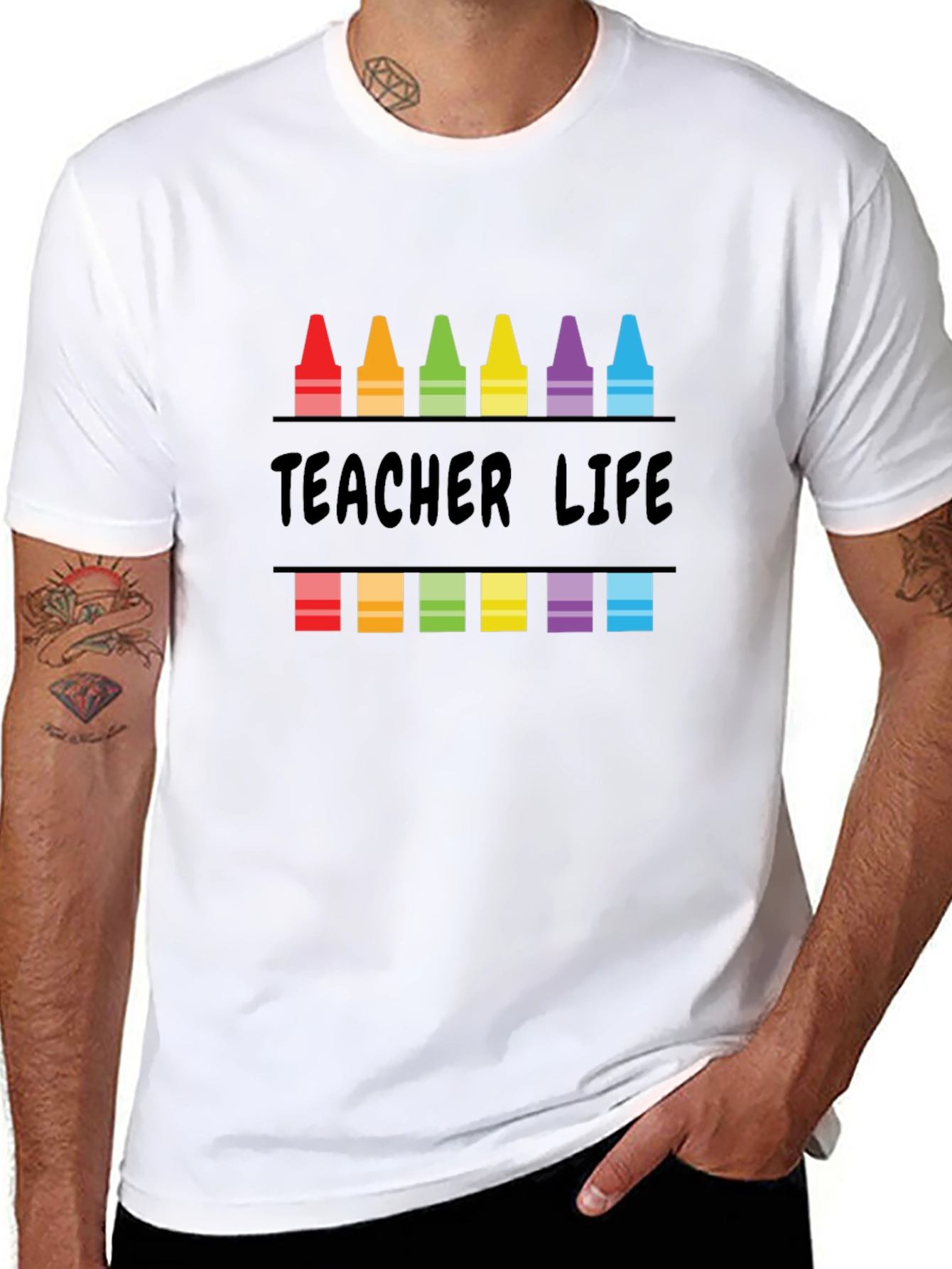 Teacher Life Crayon Graphic T-Shirt