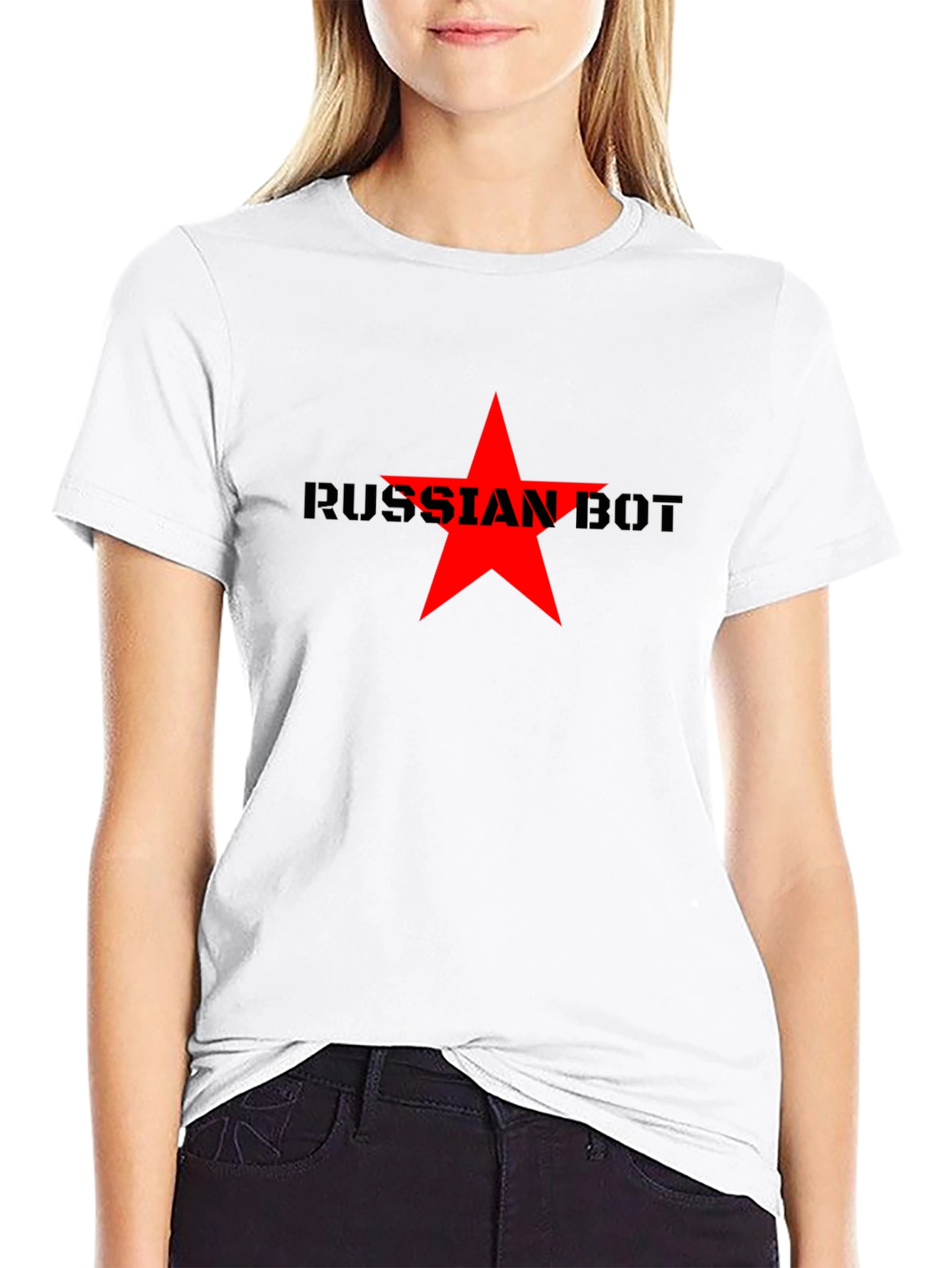 Russian Bot Star Graphic Tee - Black