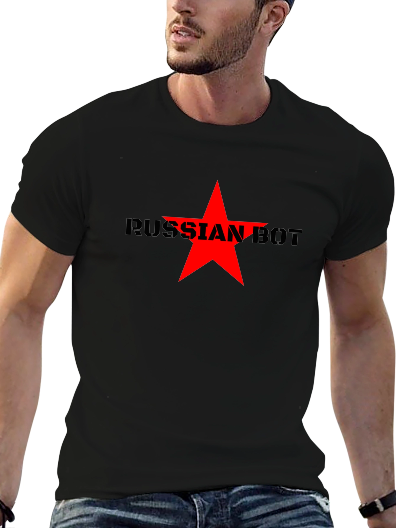 Russian Bot Star Graphic Tee - Black
