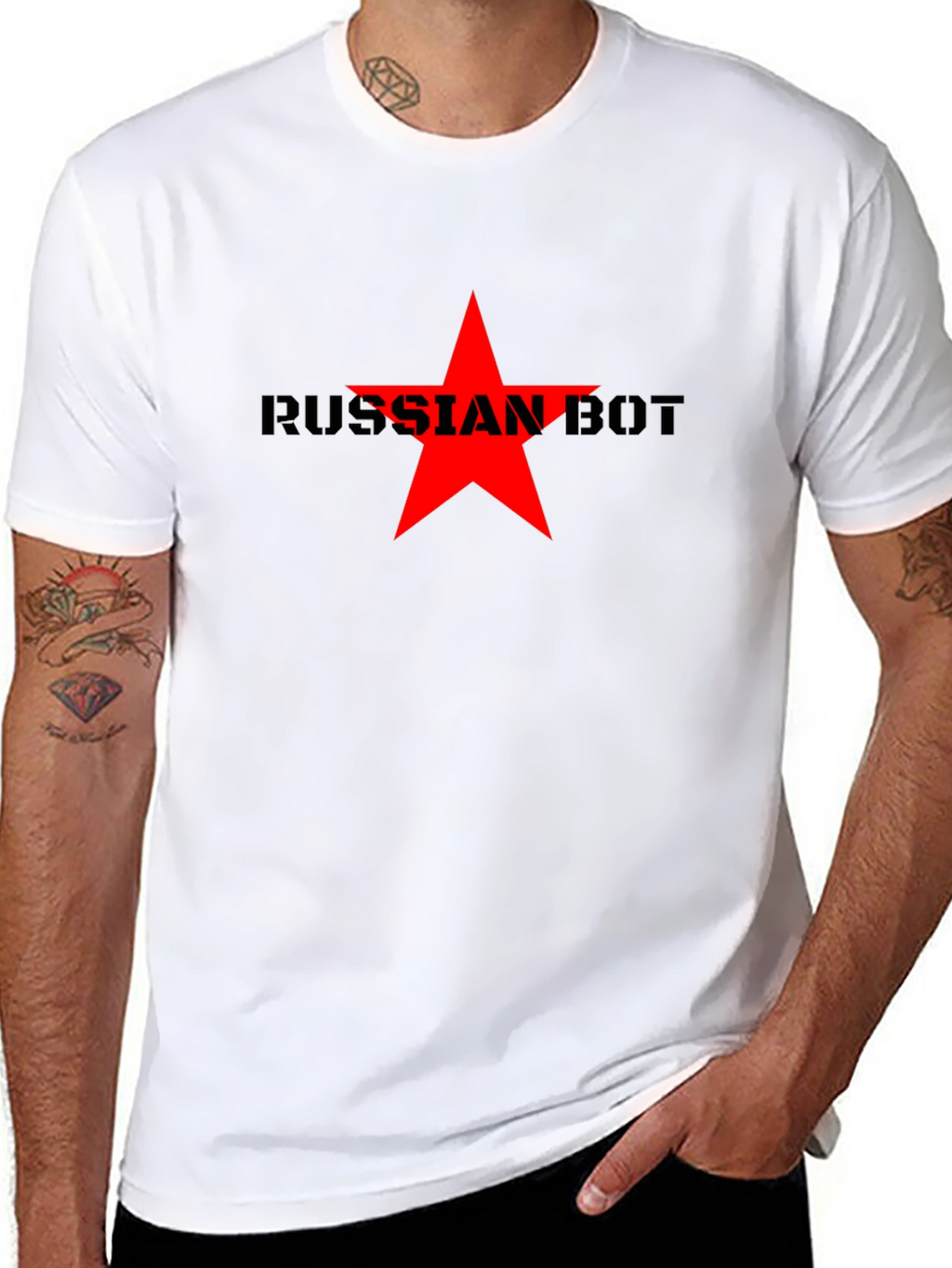 Russian Bot Star Graphic Tee - Black