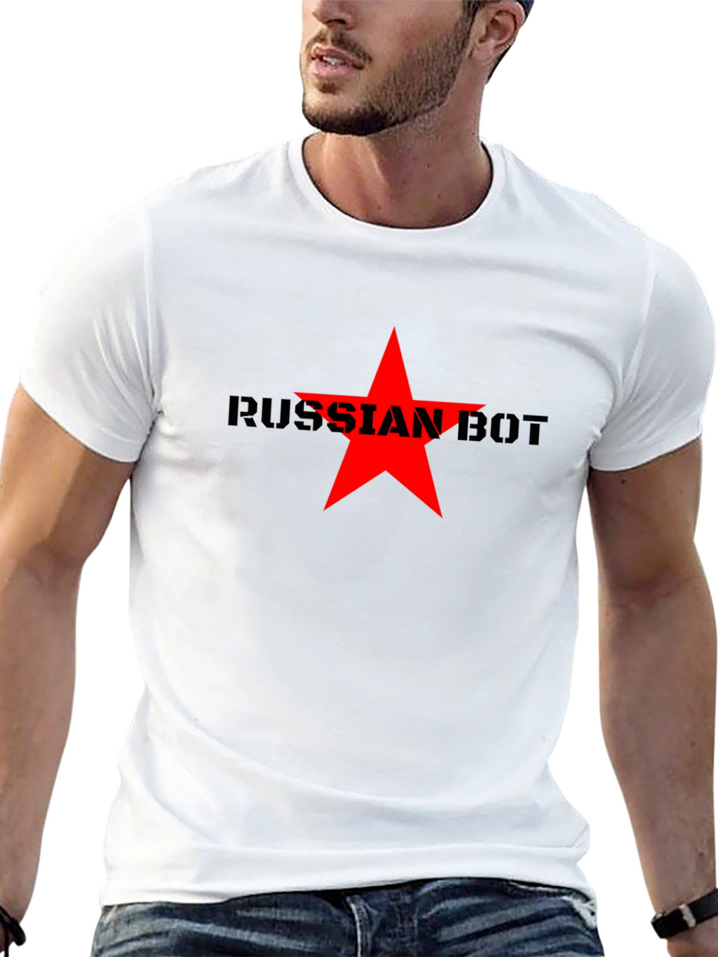 Russian Bot Star Graphic Tee - Black