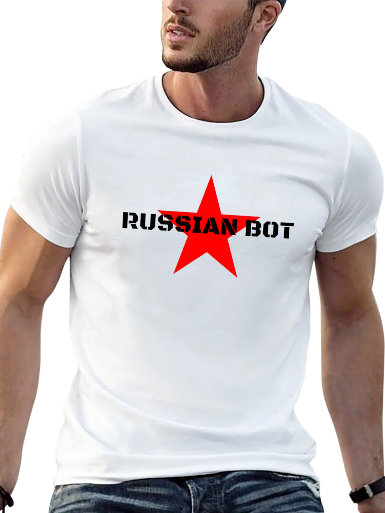 Russian Bot Star Graphic Tee - Black