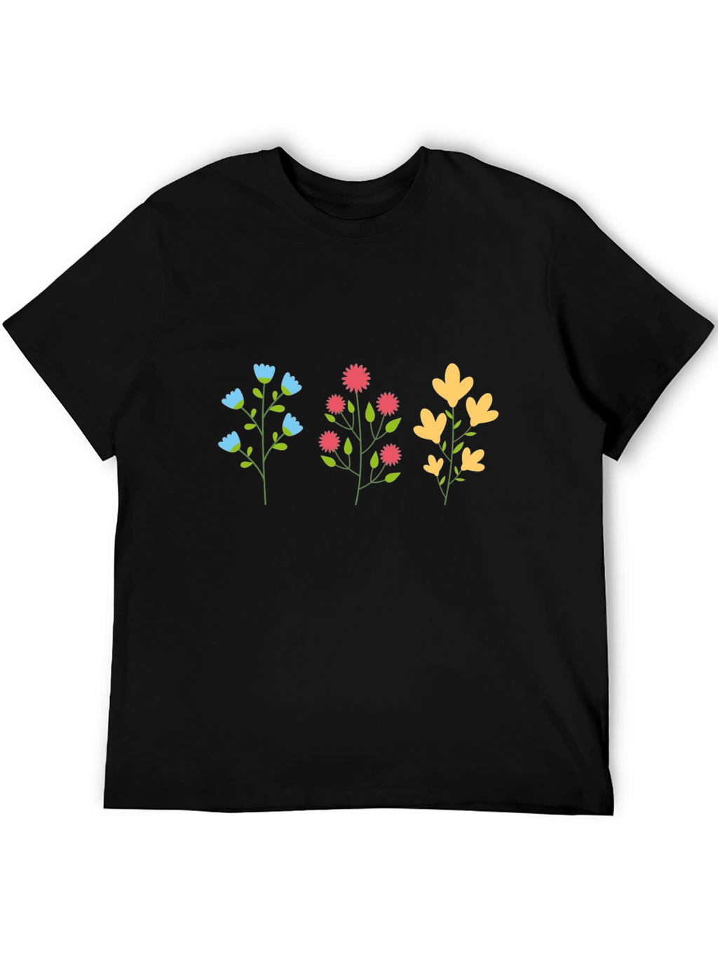 Floral Print Black T-Shirt - Casual Style