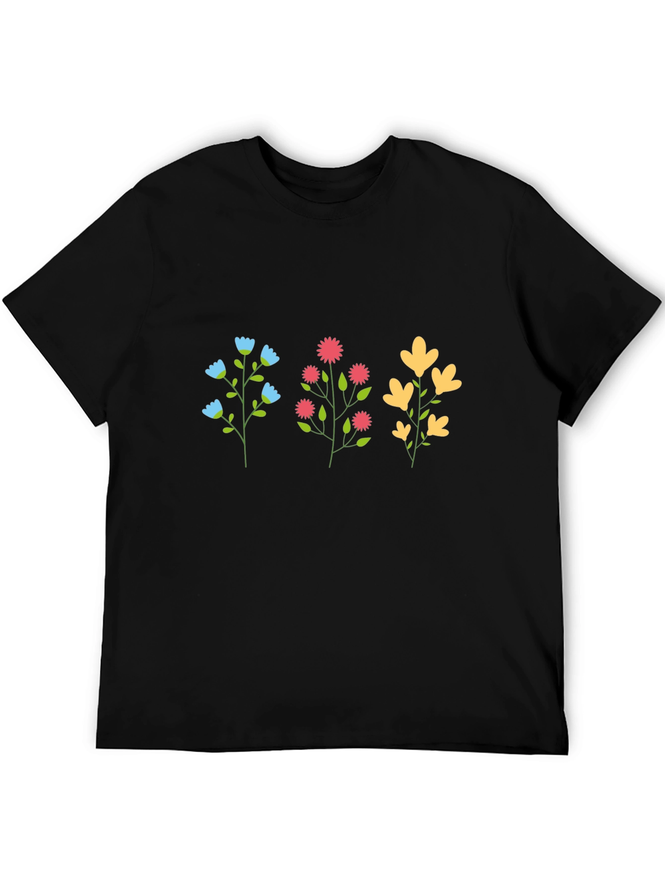 Floral Print Black T-Shirt - Casual Style