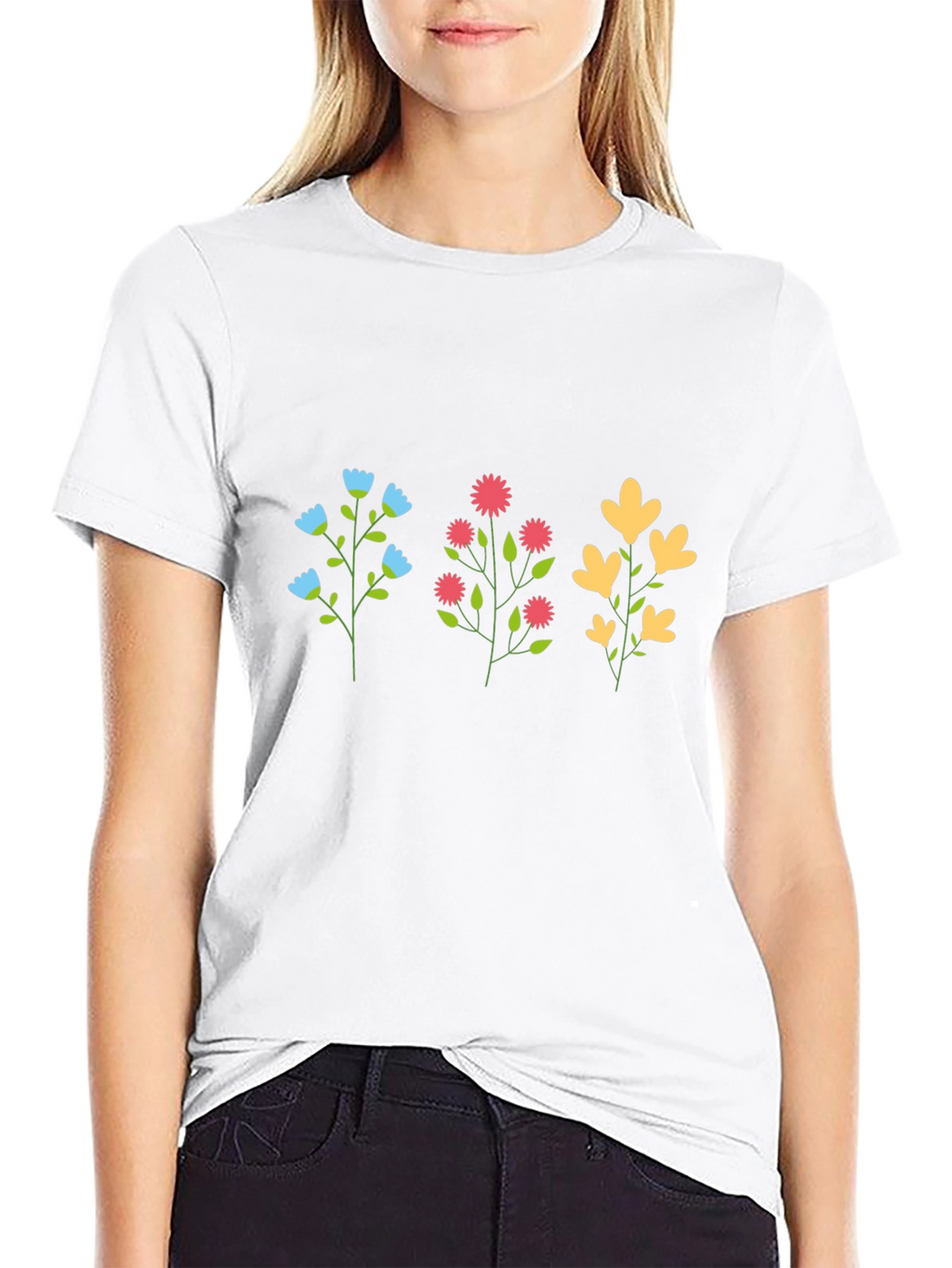 Floral Print Black T-Shirt - Casual Style