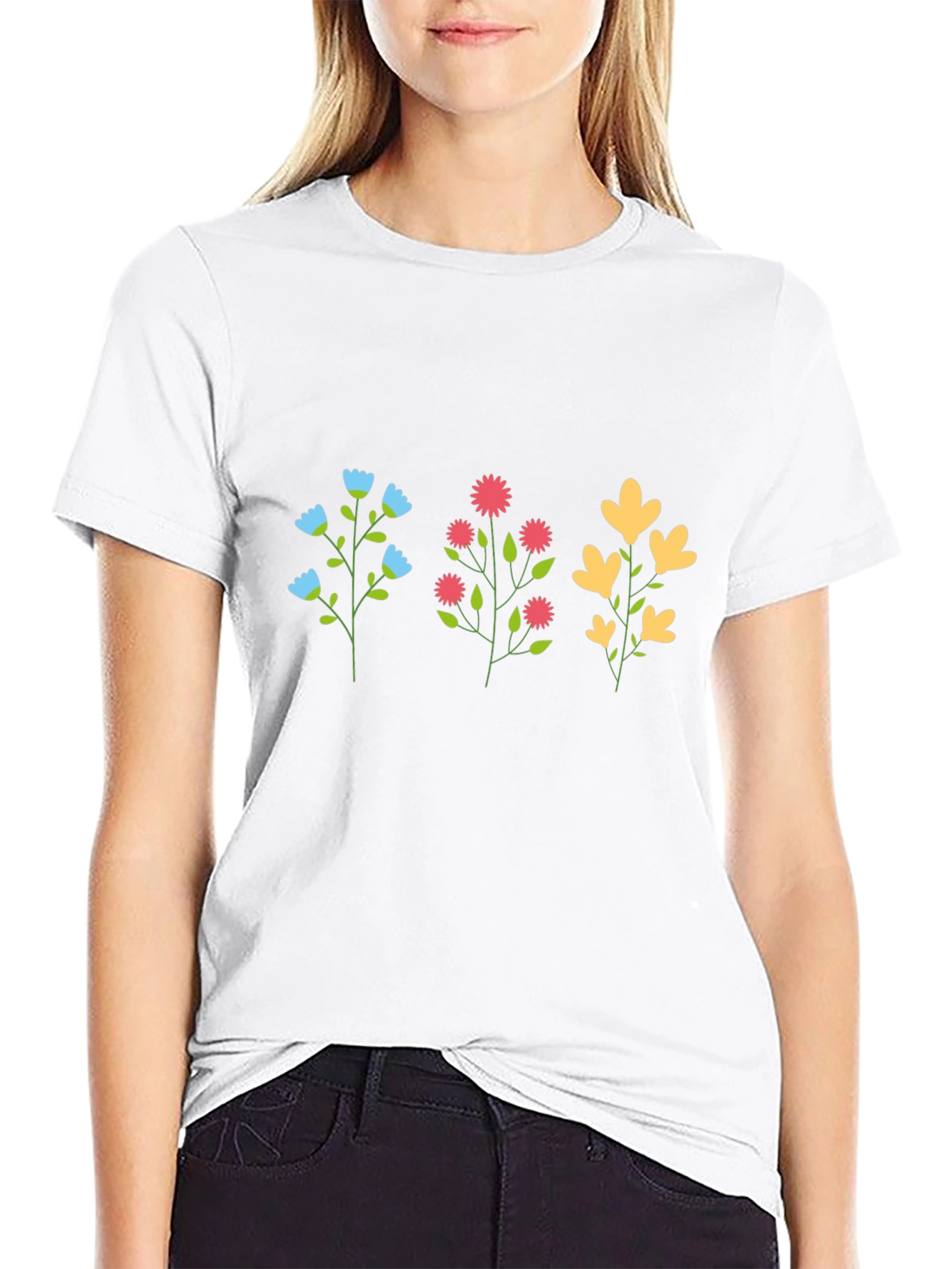 Floral Print Black T-Shirt - Casual Style