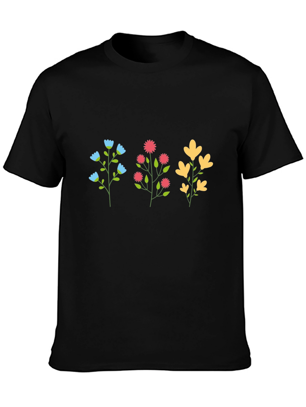 Floral Print Black T-Shirt - Casual Style