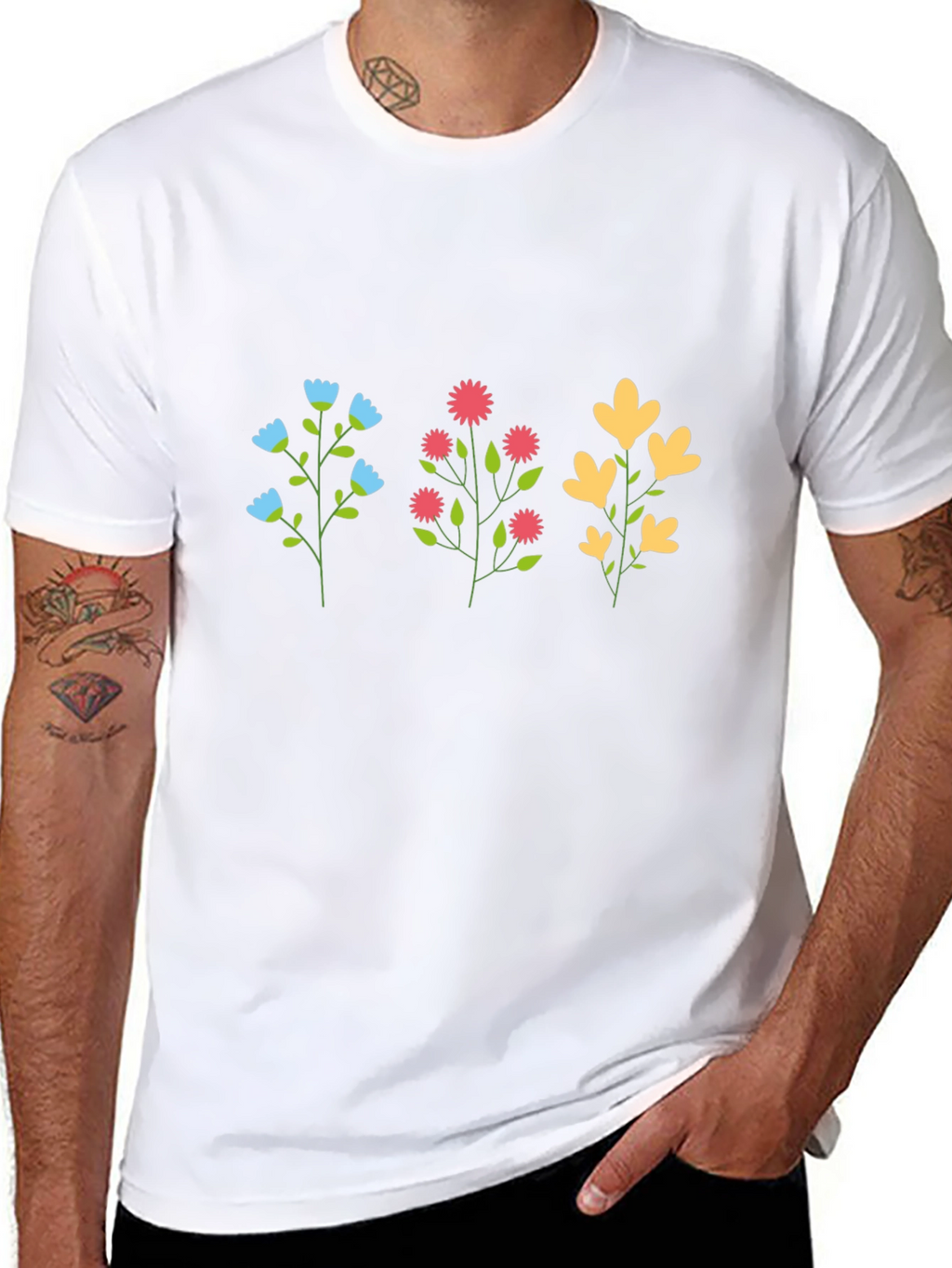 Floral Print Black T-Shirt - Casual Style