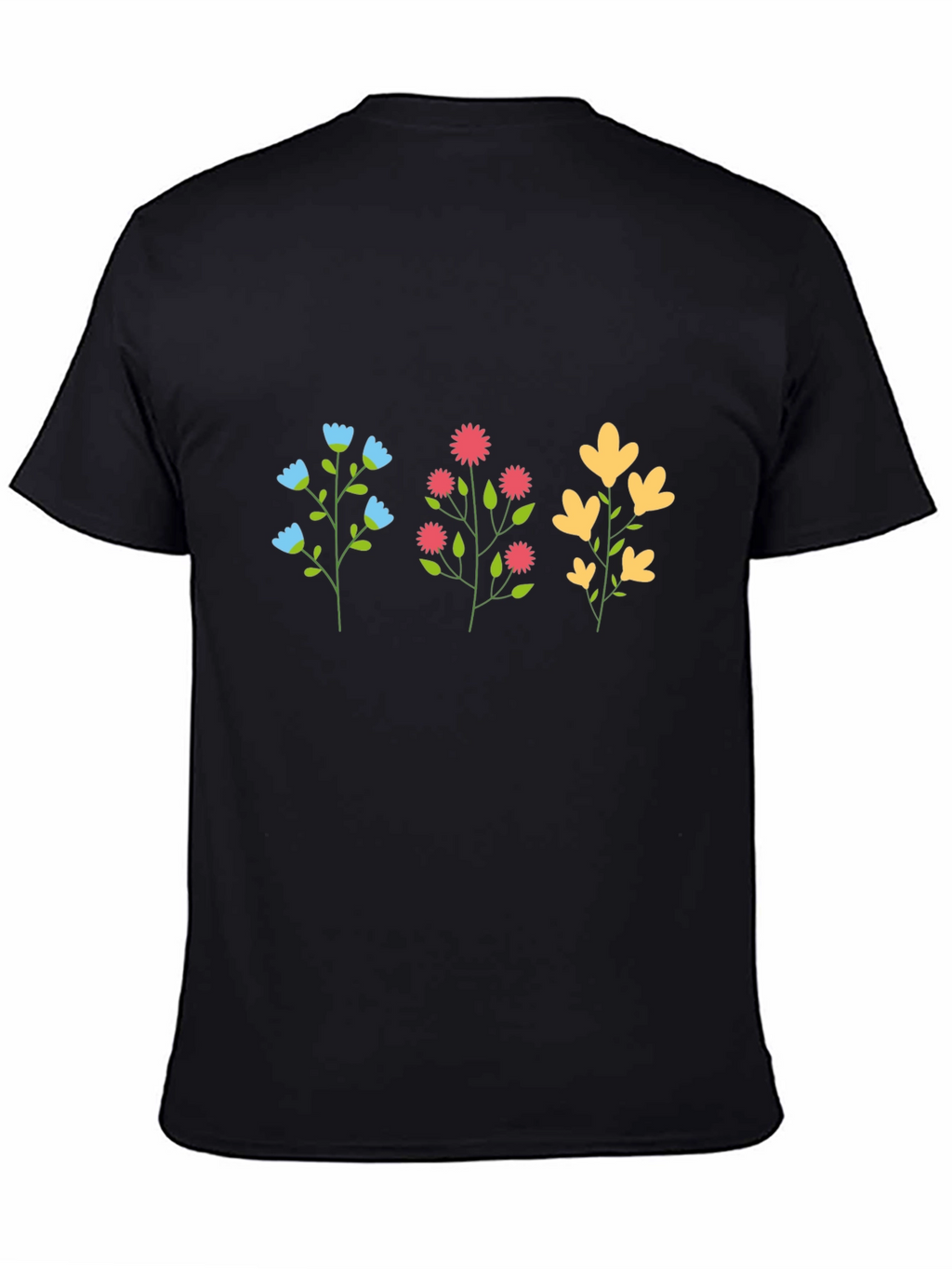 Floral Print Black T-Shirt - Casual Style