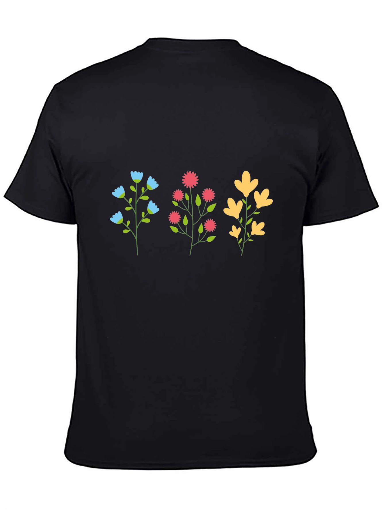 Floral Print Black T-Shirt - Casual Style