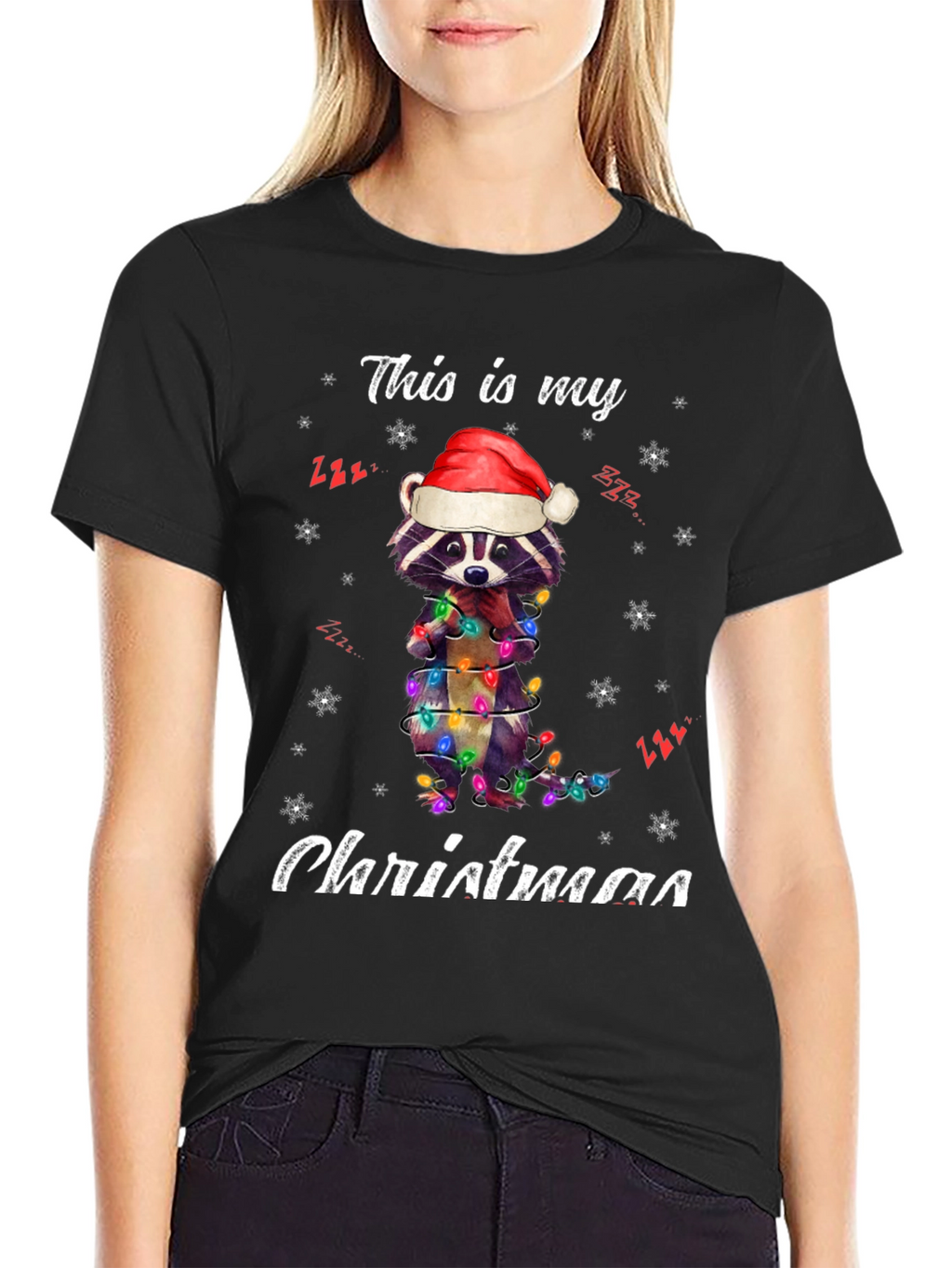 Festive Raccoon Christmas T-Shirt