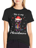Festive Raccoon Christmas T-Shirt
