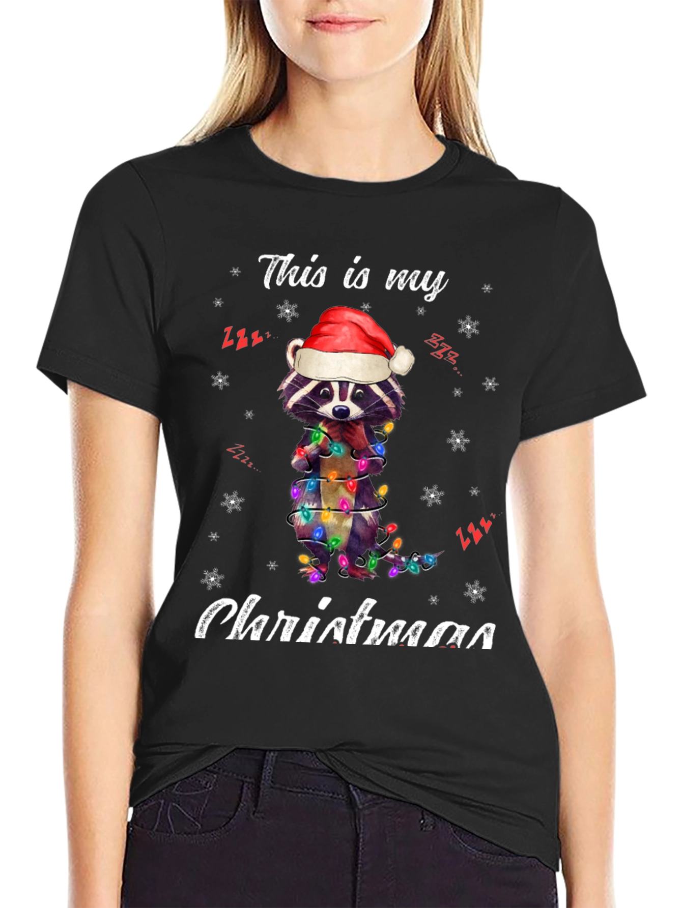 Festive Raccoon Christmas T-Shirt