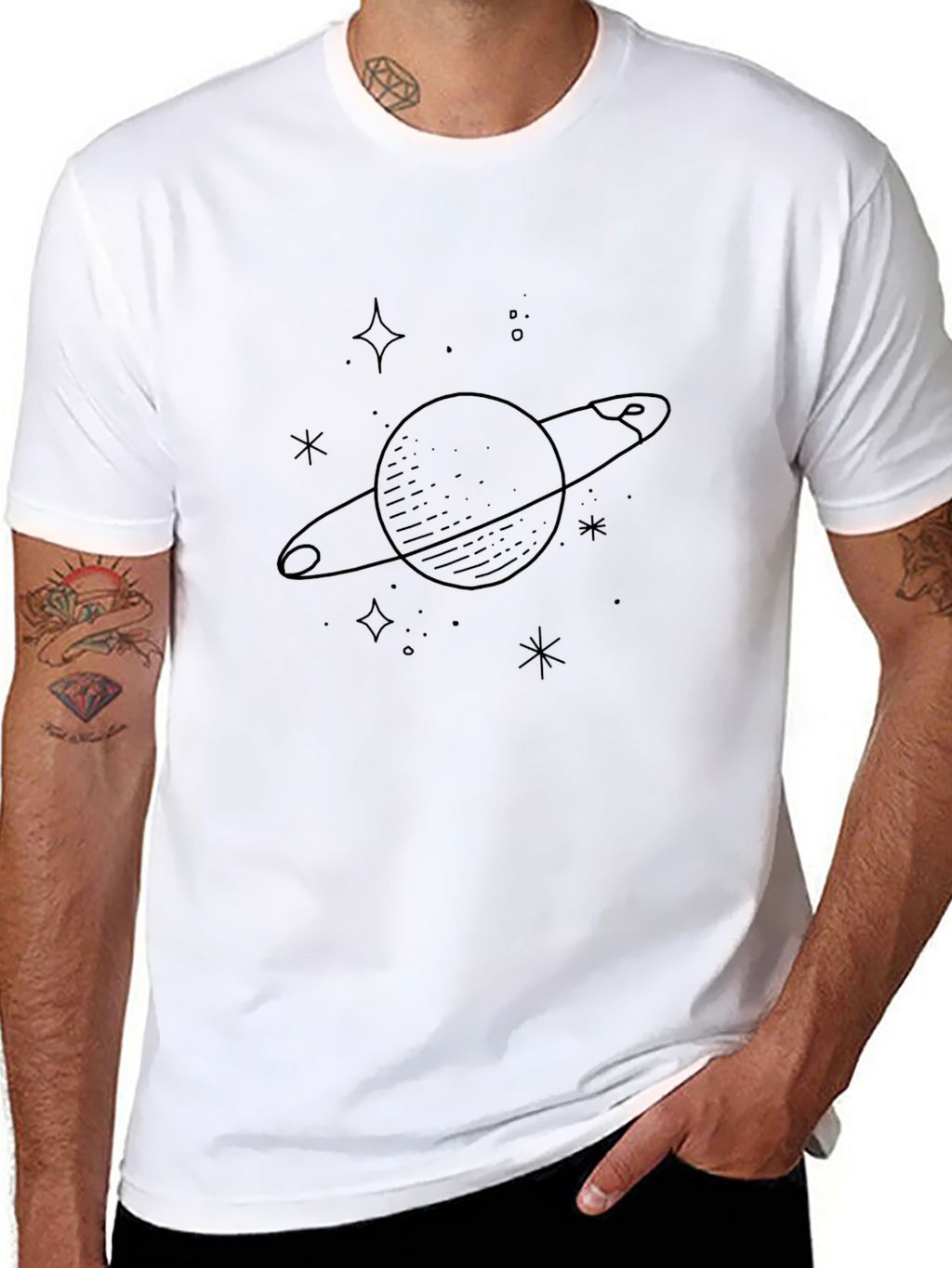 Cosmic Saturn Graphic Tee - Black