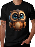 Cute Owl Graphic Print T-Shirt - Soft Cotton Tee