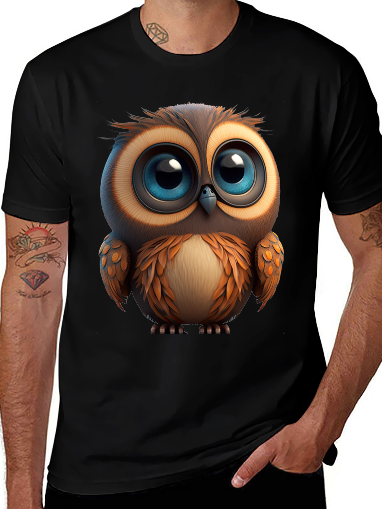 Cute Owl Graphic Print T-Shirt - Soft Cotton Tee